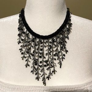Black and Silver necklace .. Great statement piece to compliment your neckline